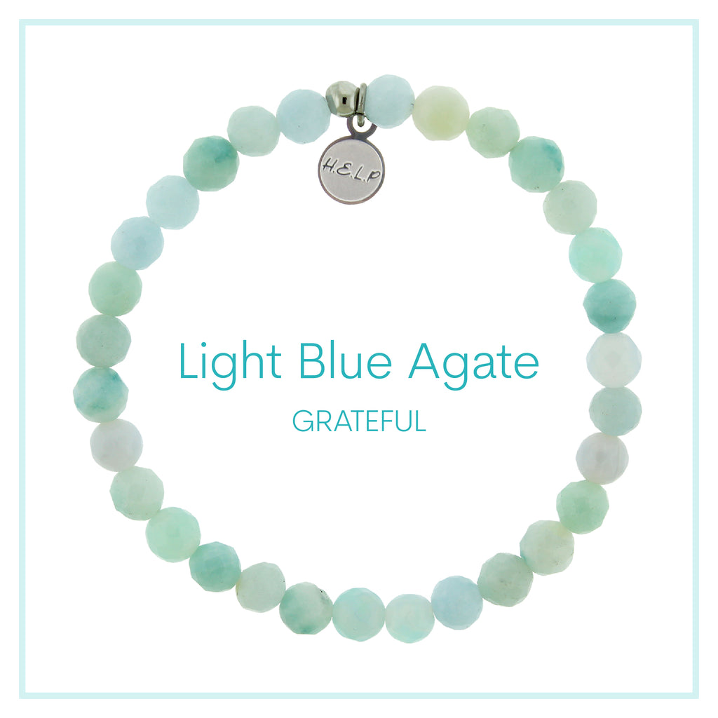 Light Blue Agate Beaded Charity Charm Bracelet Collection