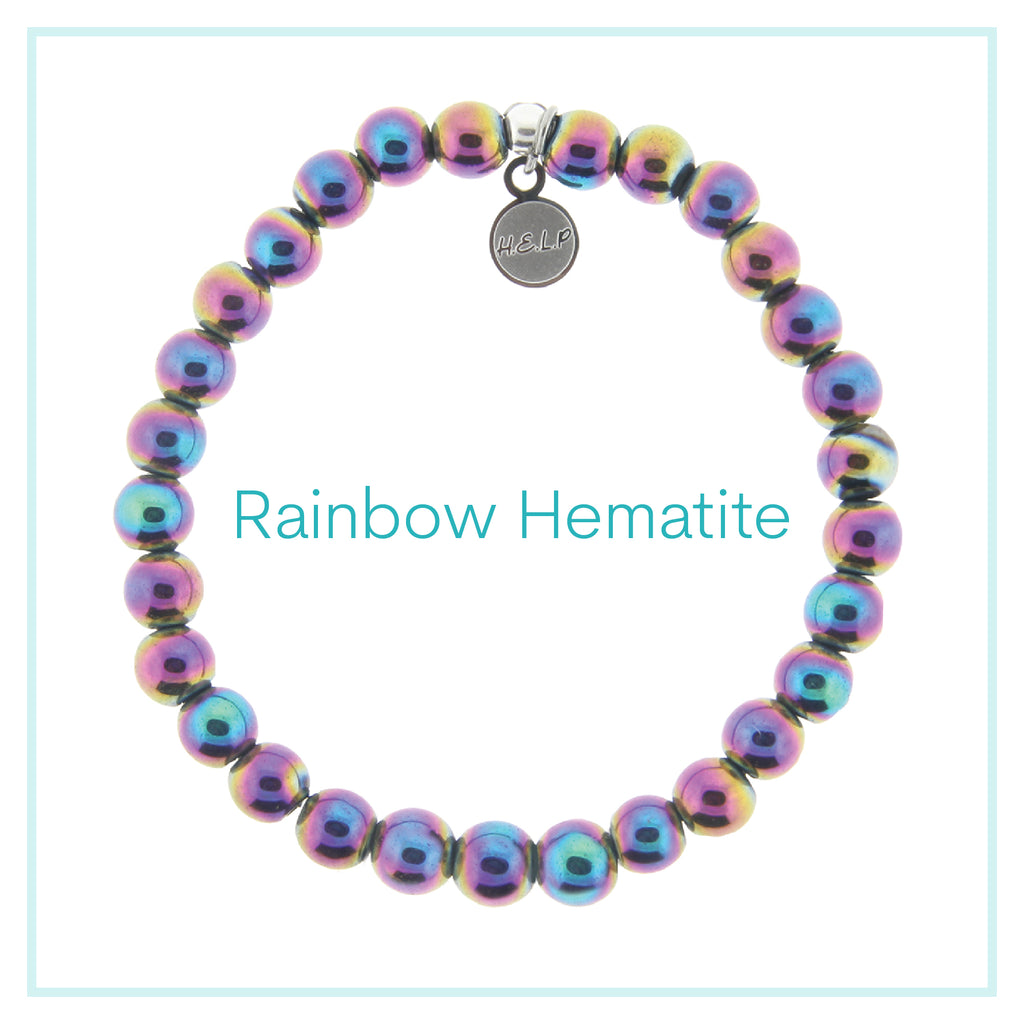 Rainbow Hematite Beaded Charity Charm Bracelet Collection
