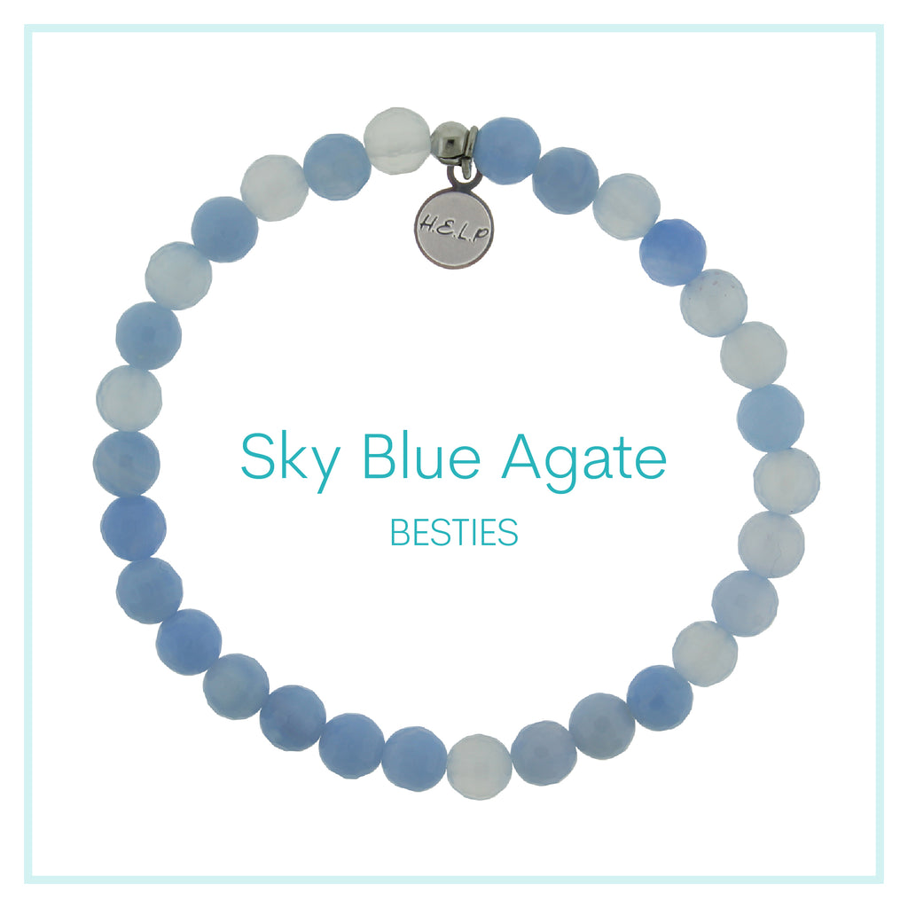 Sky Blue Agate Beaded Charity Charm Bracelet Collection