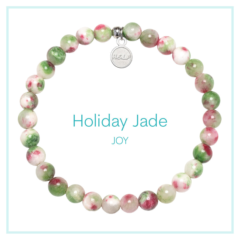 Holiday Jade Beaded Charity Charm Bracelet Collection