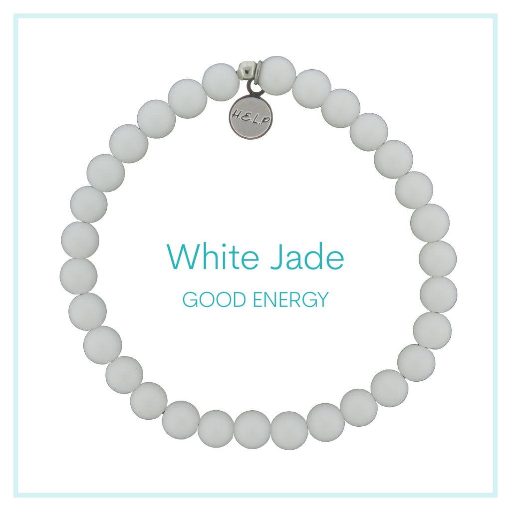 White Jade Beaded Charity Charm Bracelet Collection