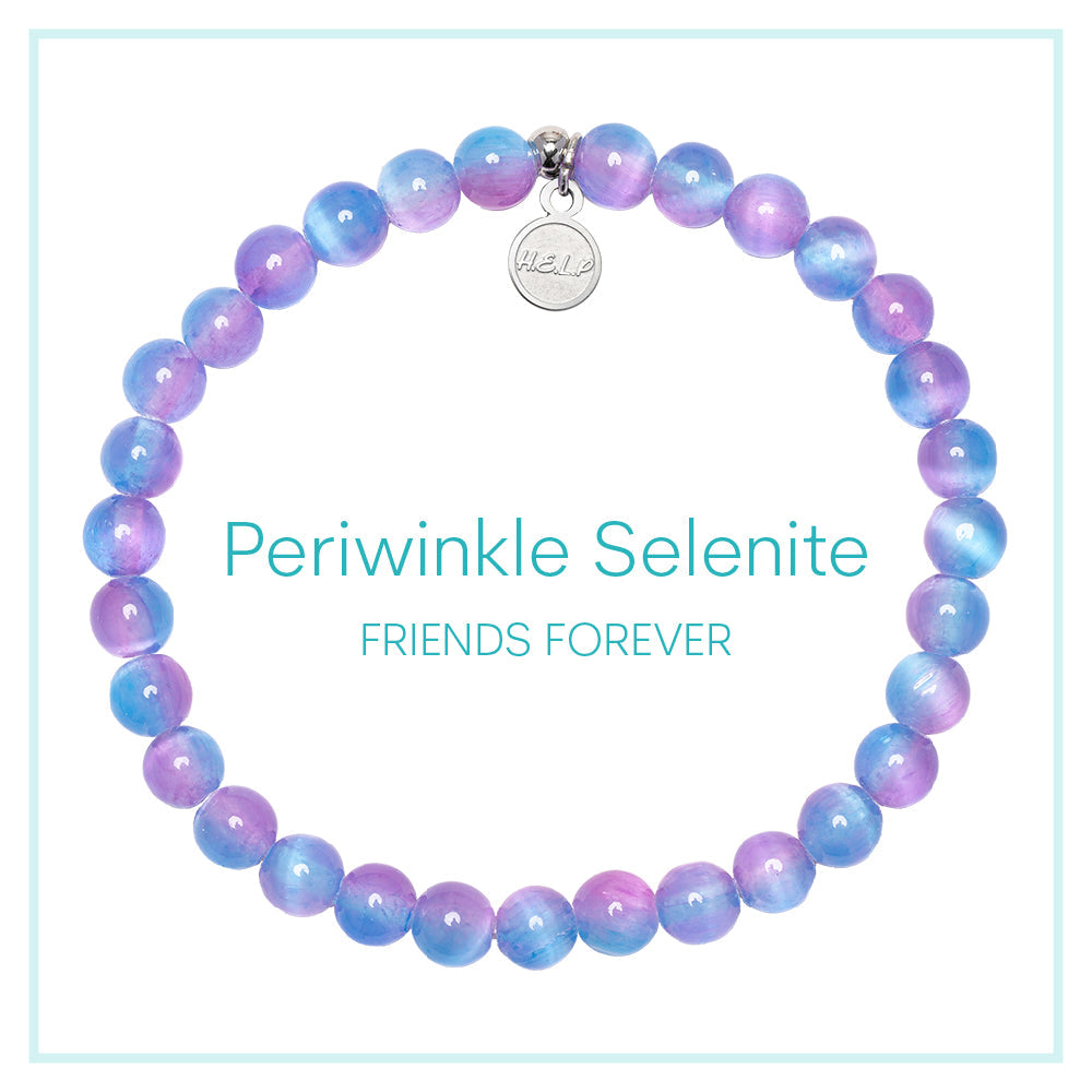 Periwinkle Selenite Beaded Charity Charm Bracelet Collection