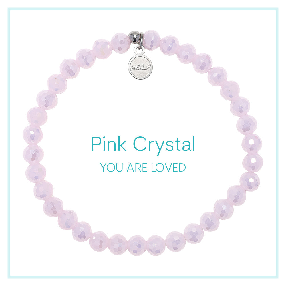 Pink Crystal Beaded Charity Charm Bracelet Collection