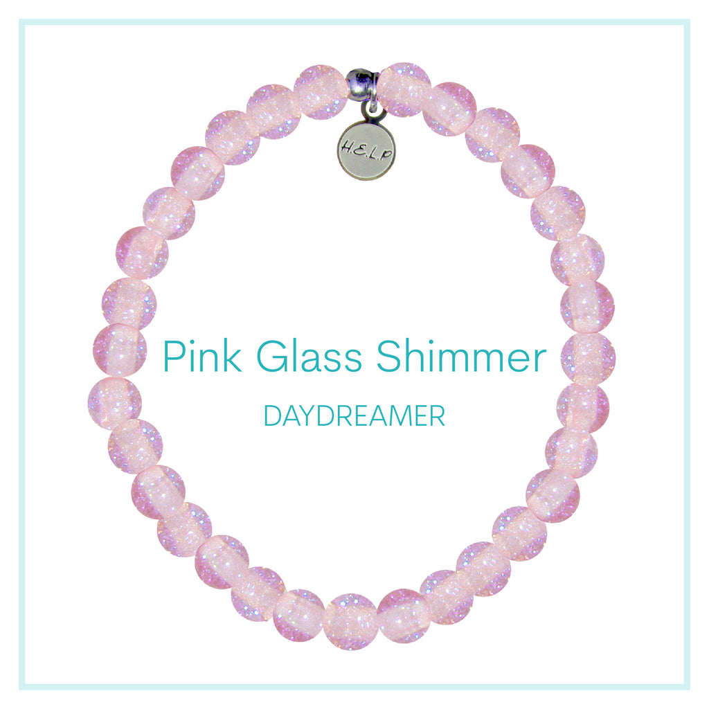 Pink Glass Shimmer Beaded Charity Charm Bracelet Collection