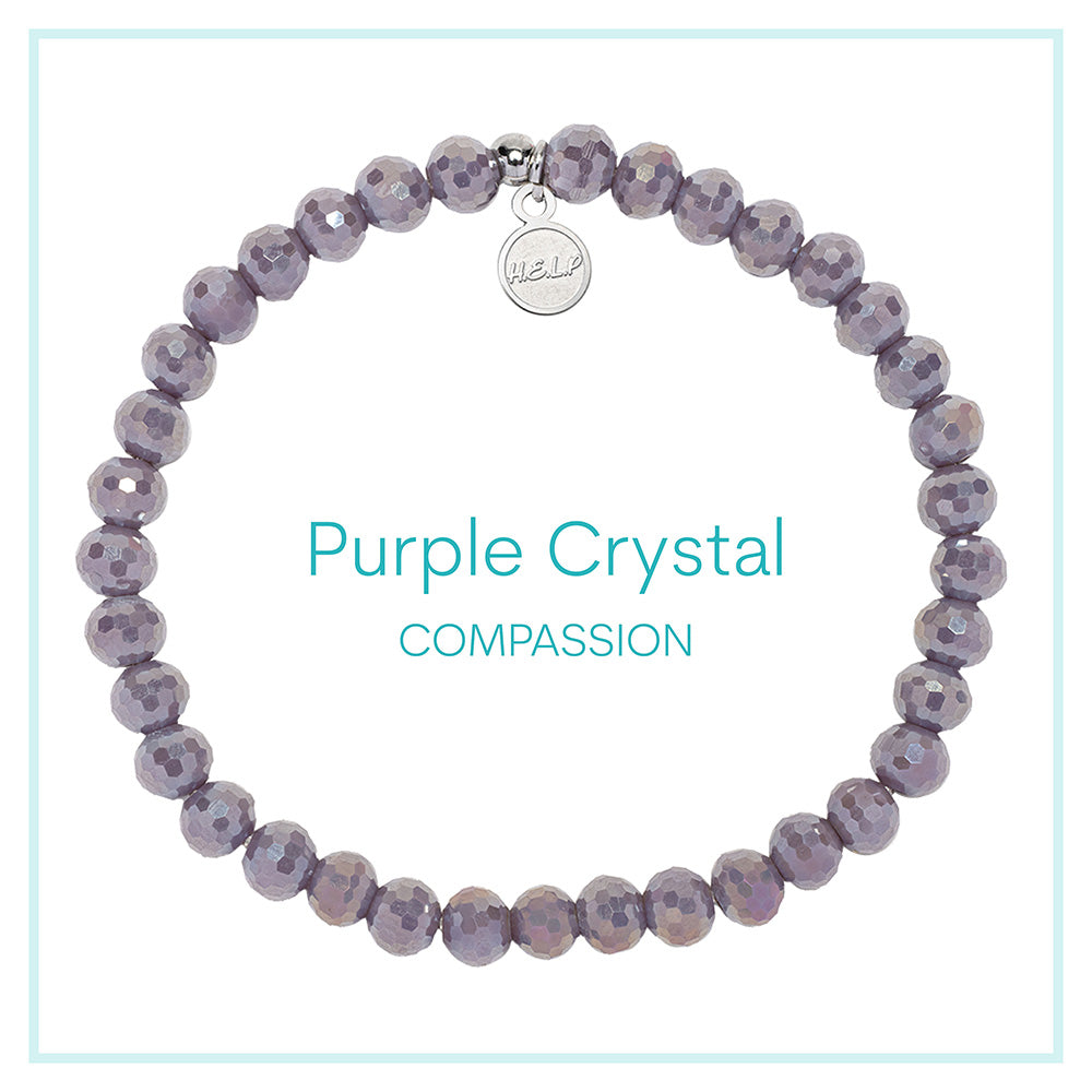 Purple Crystal Beaded Charity Charm Bracelet Collection