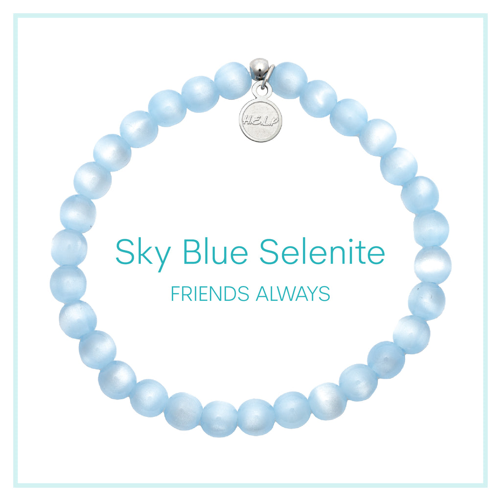 Blue Selenite Beaded Charity Charm Bracelet Collection