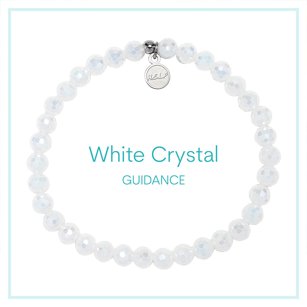 White Crystal Beaded Charity Charm Bracelet Collection