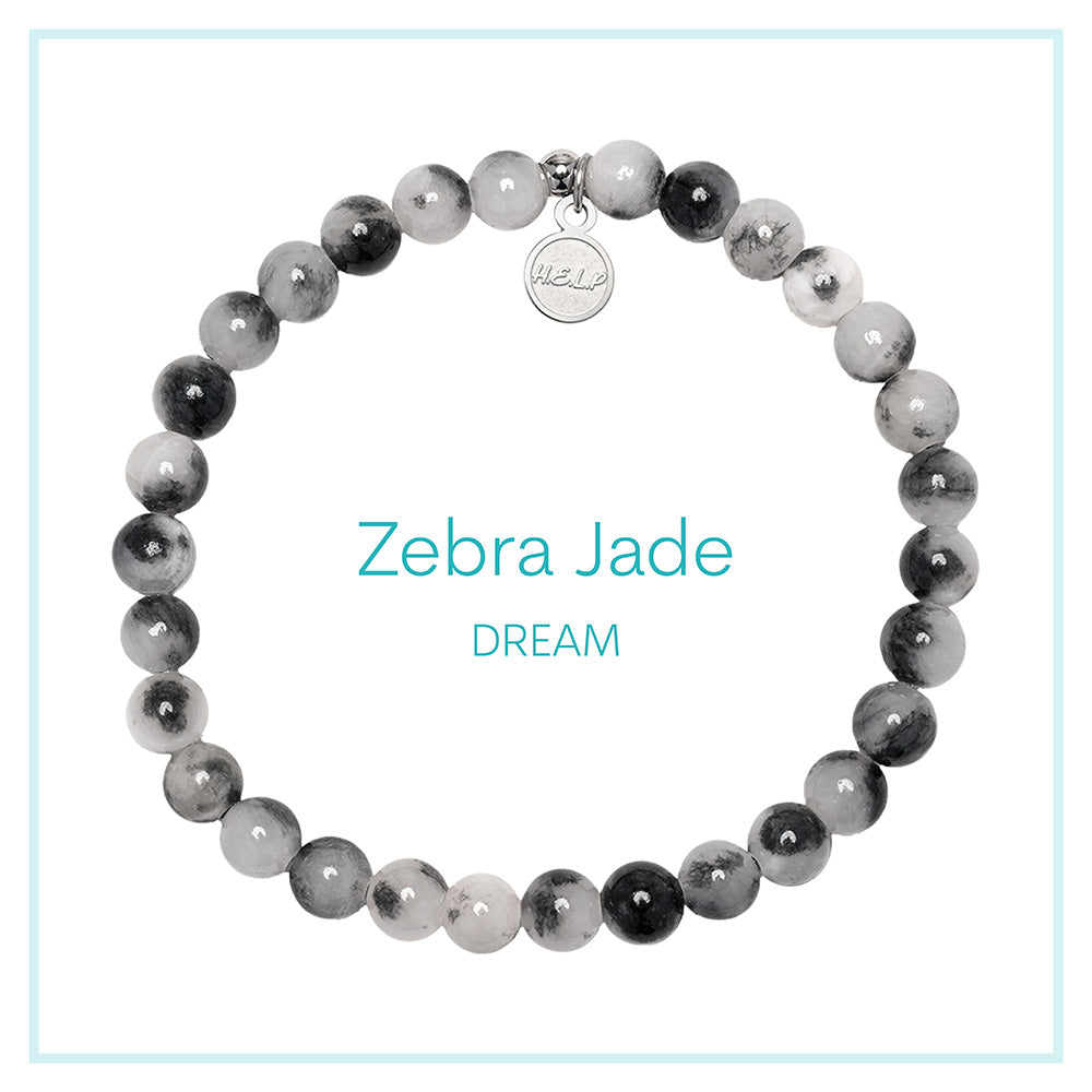 Zebra Jade Beaded Charity Charm Bracelet Collection