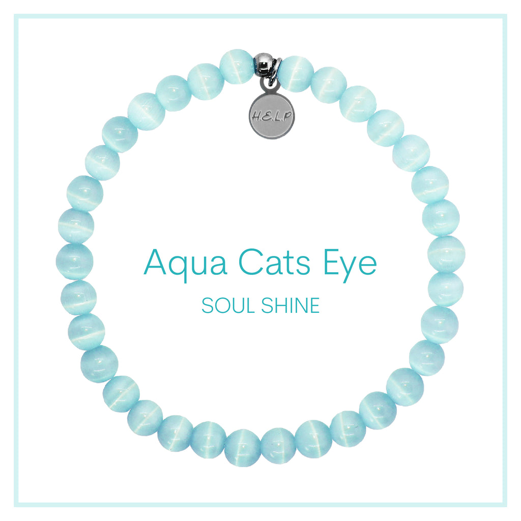 Aqua Cats Eye Beaded Charity Charm Bracelet Collection