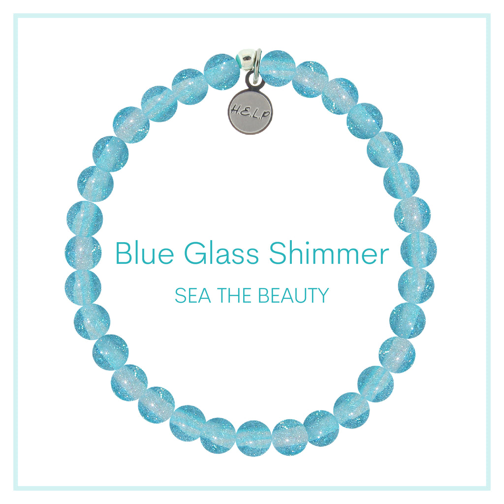 Blue Glass Shimmer Beaded Charity Charm Bracelet Collection