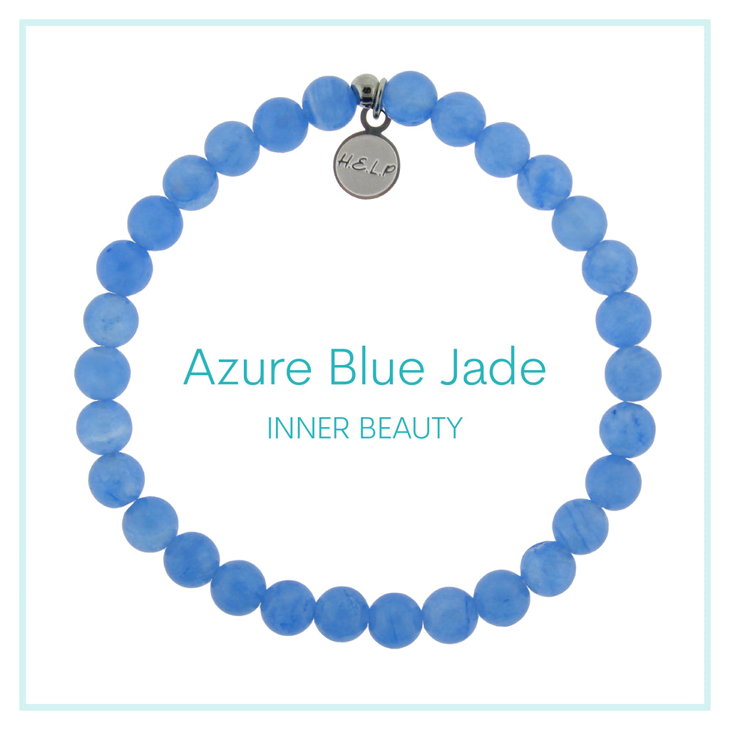 Azure Blue Jade Beaded Charity Charm Bracelet Collection