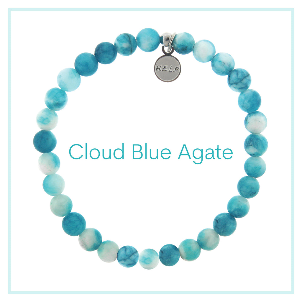 Cloud Blue Agate Beaded Charity Charm Bracelet Collection