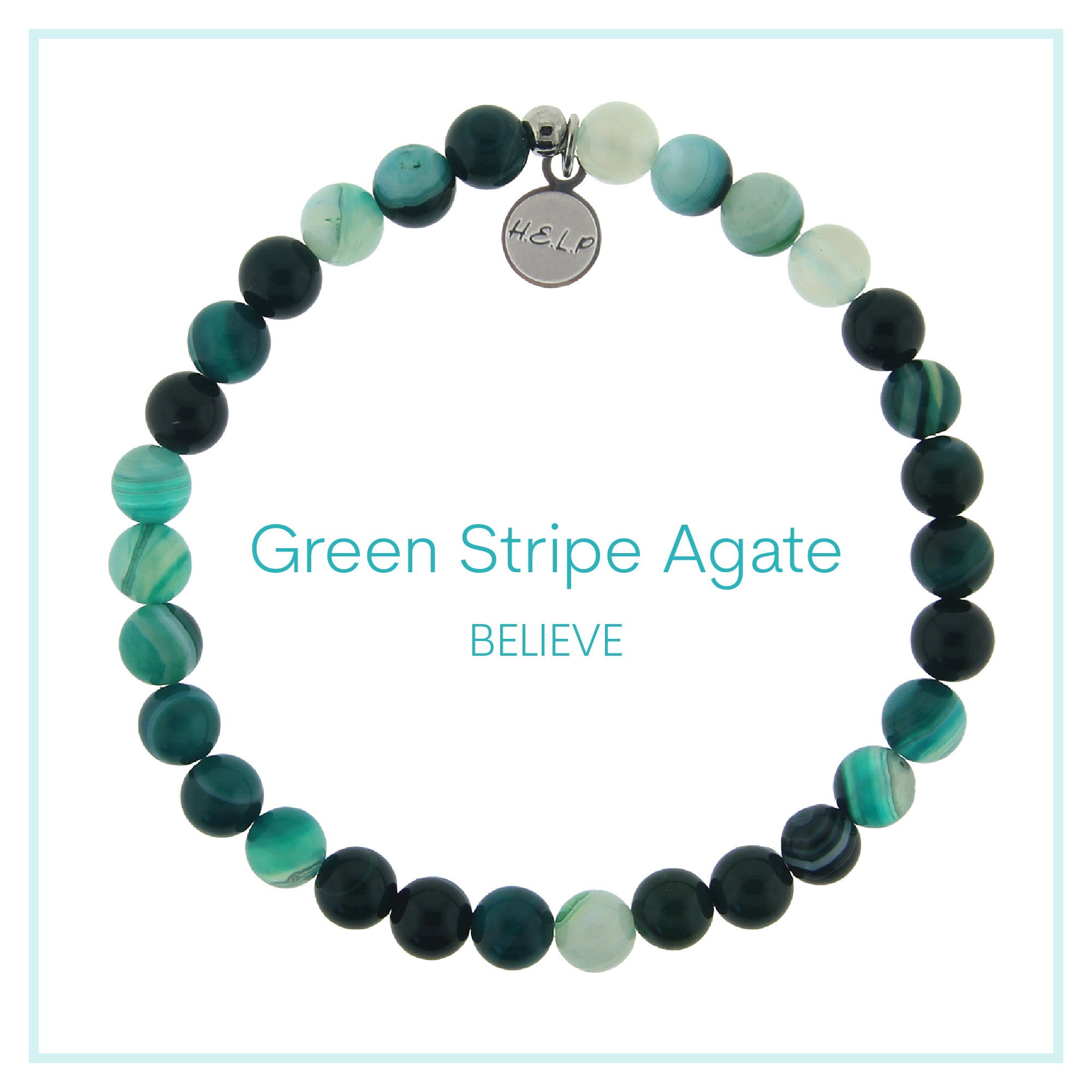 Green Stripe Agate Charity Charm Bracelet Collection