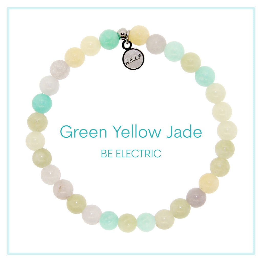 Green Yellow Jade Beaded Charity Charm Bracelet Collection
