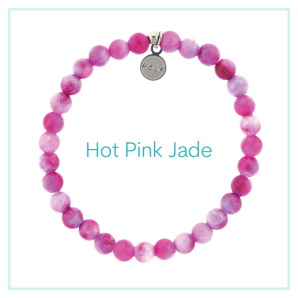 Hot Pink Jade Beaded Charity Charm Bracelet Collection