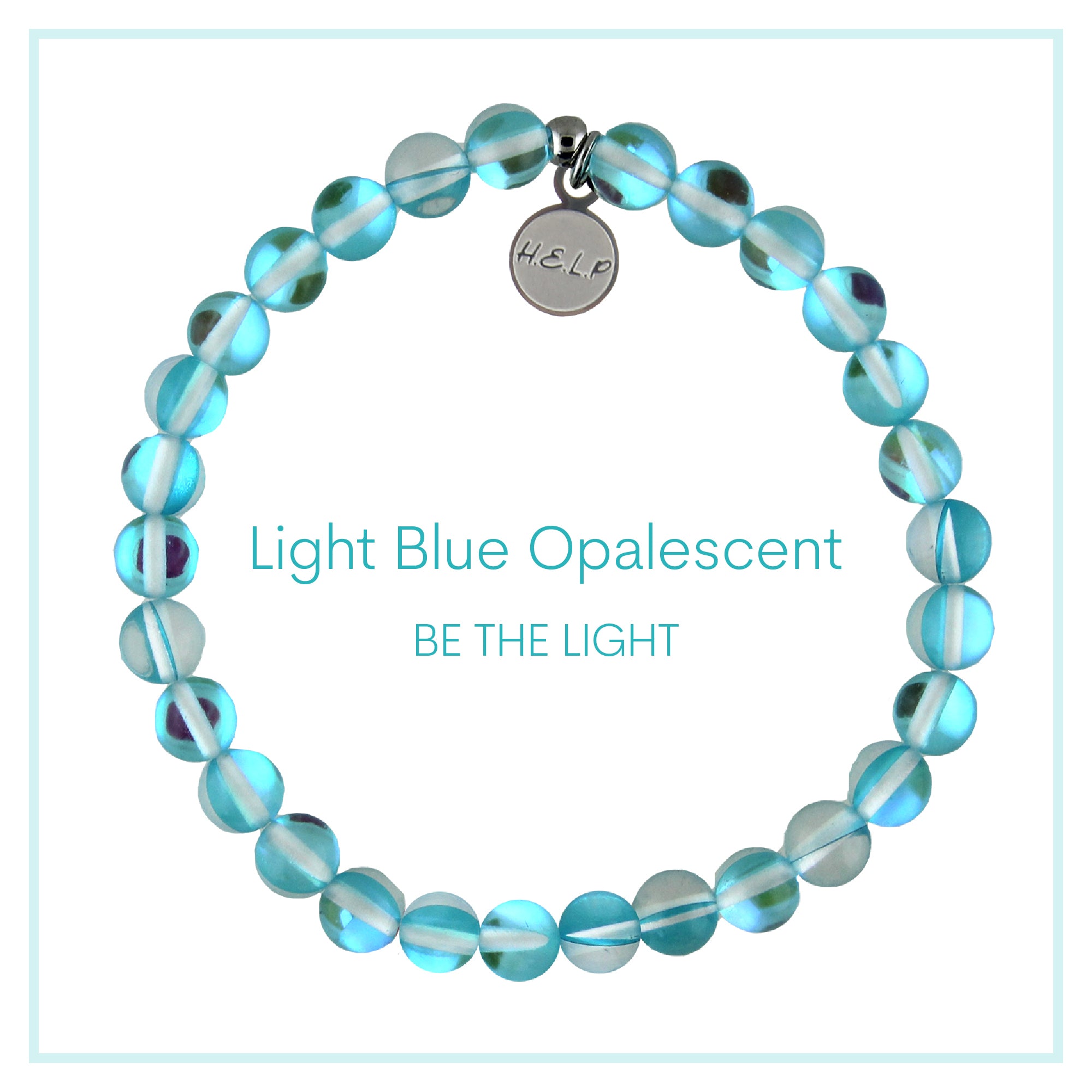 Light Blue Opalescent Charity Charm Bracelet