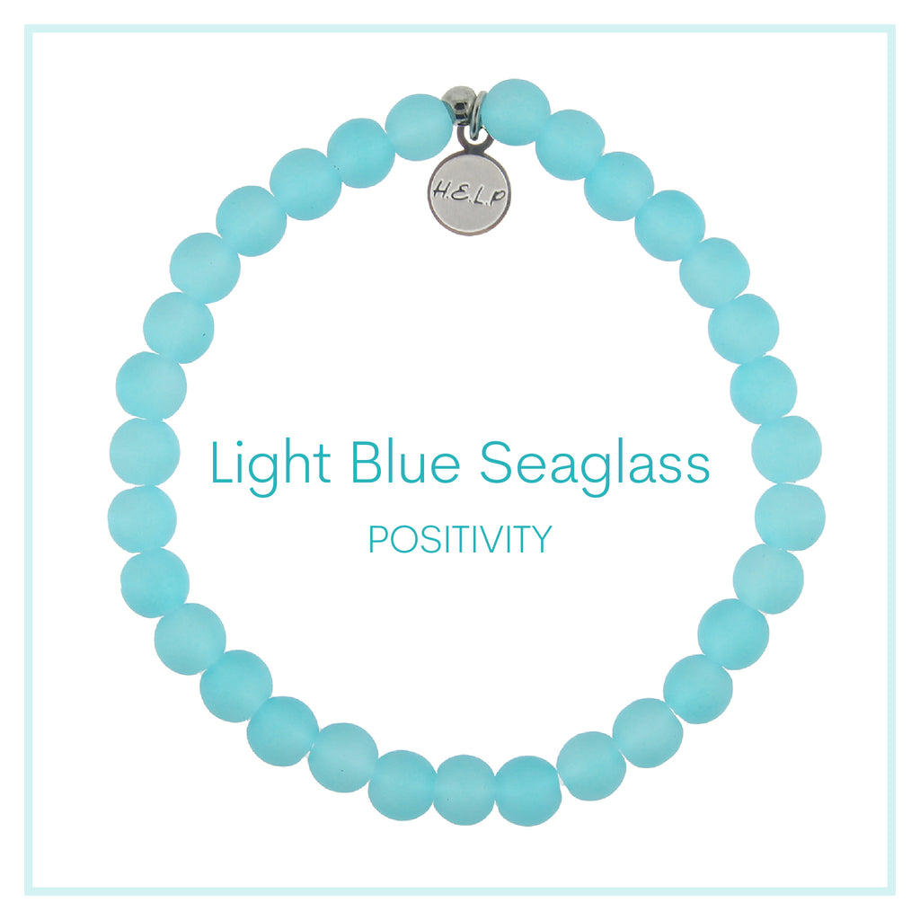 Light Blue Seaglass Beaded Charity Charm Bracelet Collection