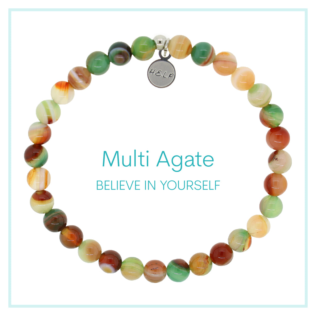 Multi Agate Beaded Charity Charm Bracelet Collection