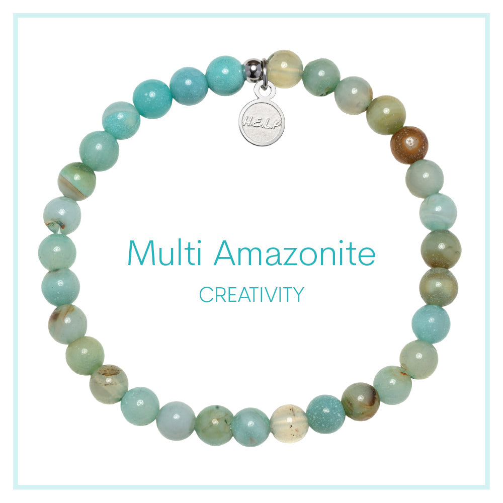 Multi Amazonite Beaded Charity Charm Bracelet Collection