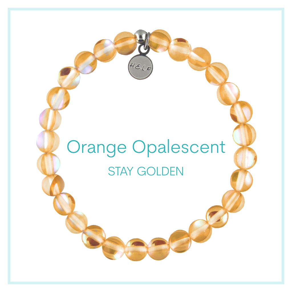 Orange Opalescent Beaded Charity Charm Bracelet Collection