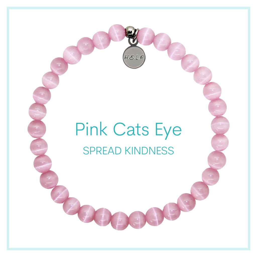 Pink Cats Eye Beaded Charity Charm Bracelet Collection