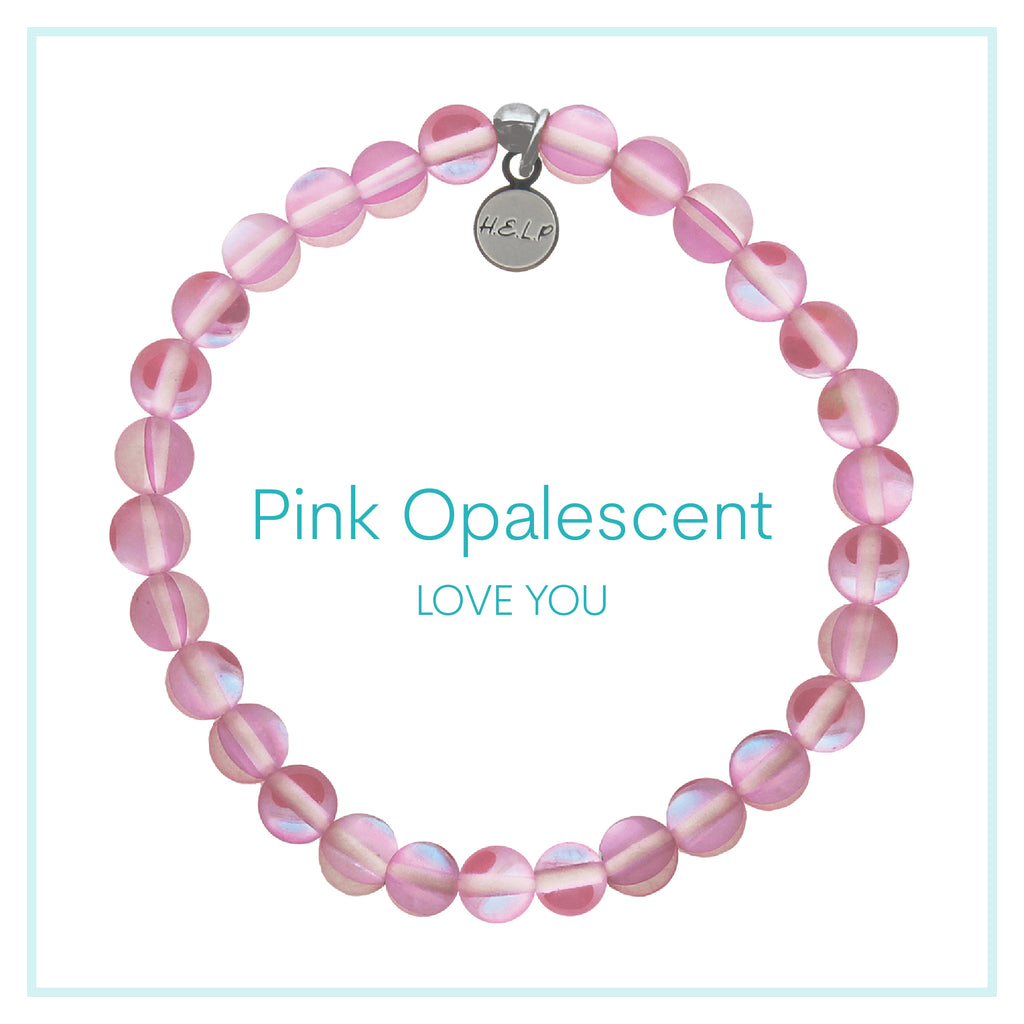 Pink Opalescent Beaded Charity Charm Bracelet Collection