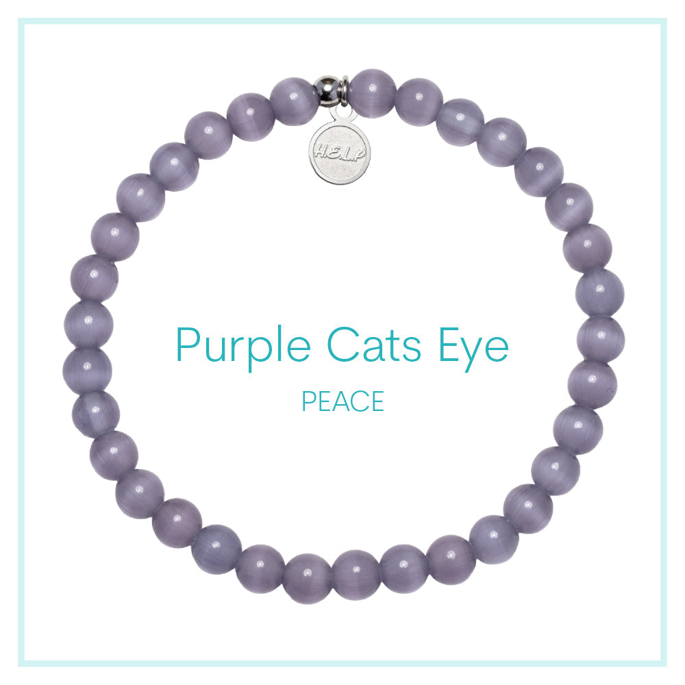 Purple Cats Eye Beaded Charity Charm Bracelet Collection