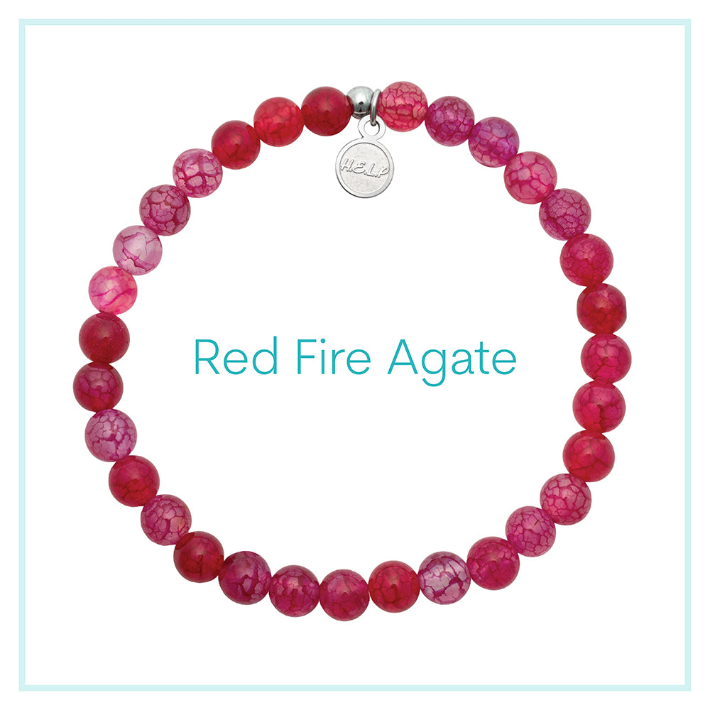 Red Fire Agate Beaded Charity Charm Bracelet Collection