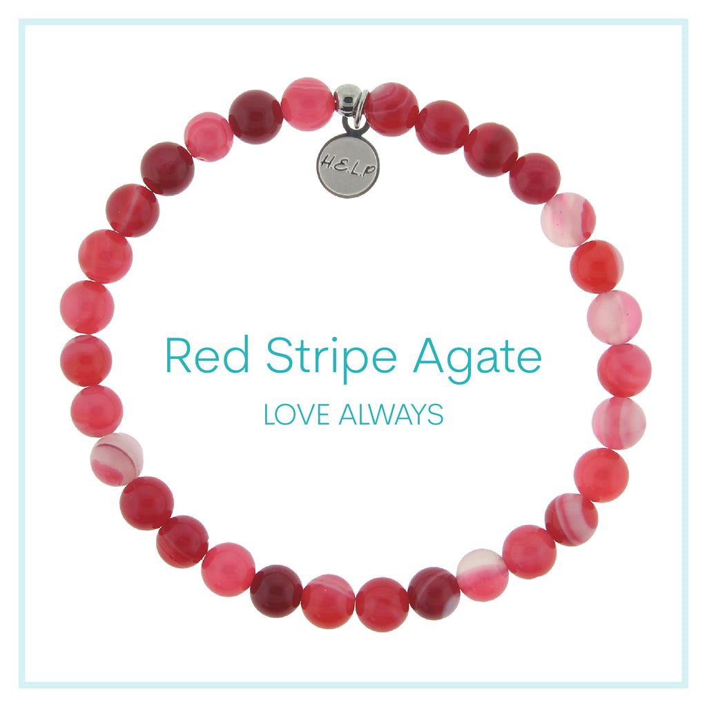 Red Stripe Agate Charity Charm Bracelet Collection