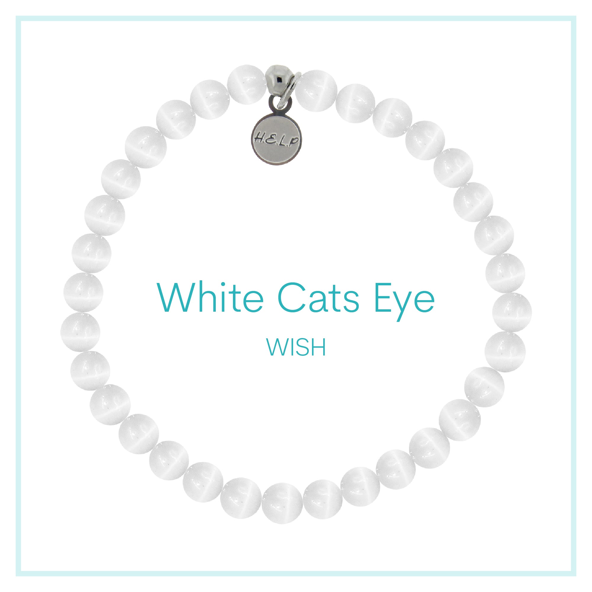 White Cats Eye Beaded Charity Charm Bracelet Collection