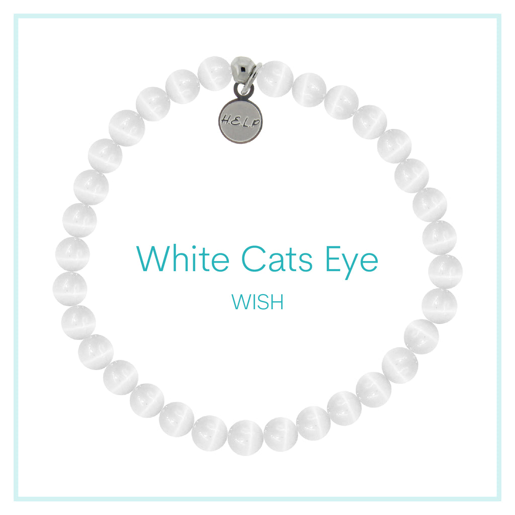 White Cats Eye Beaded Charity Charm Bracelet Collection