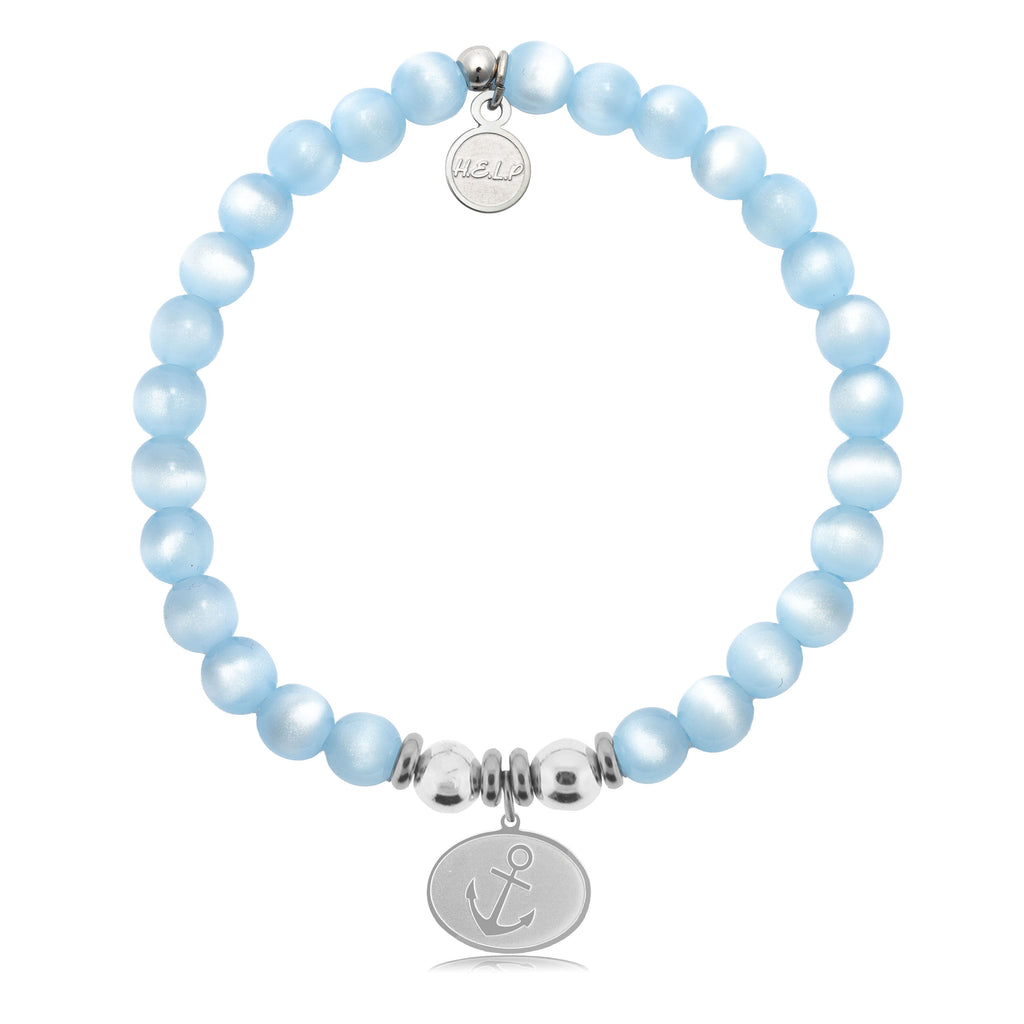 HELP by TJ Anchor Charm with Blue Selenite Charity Bracelet