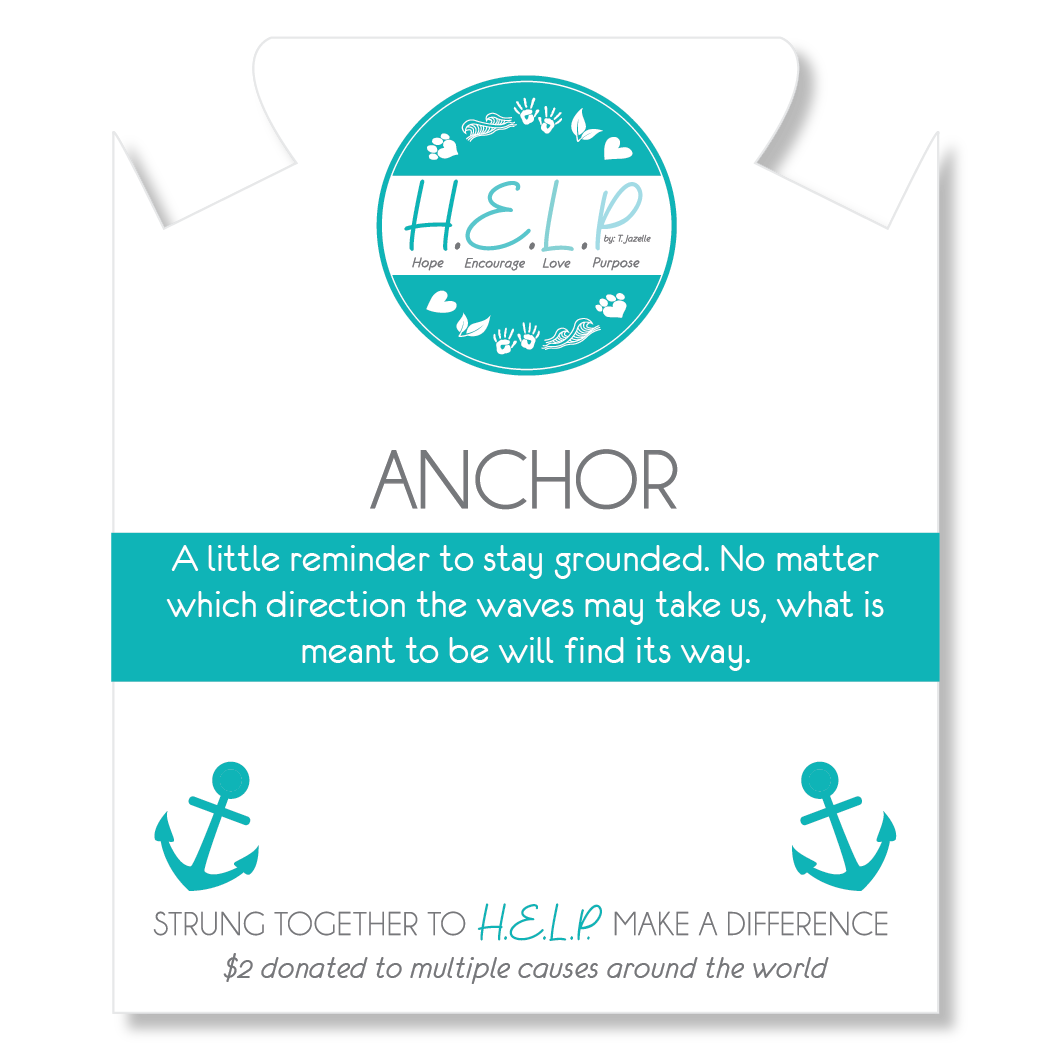 HELP by TJ Anchor Charm with Blue Selenite Charity Bracelet