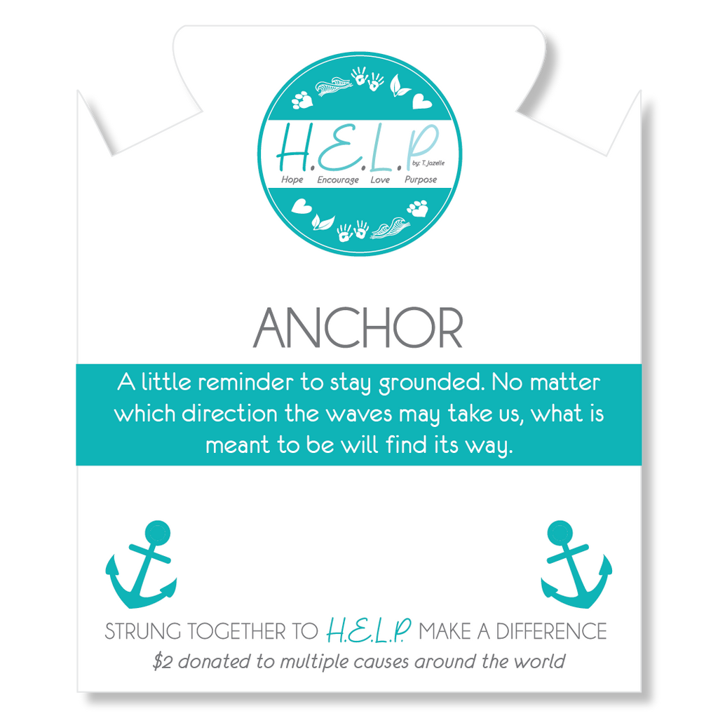 HELP by TJ Anchor Charm with Blue Selenite Charity Bracelet