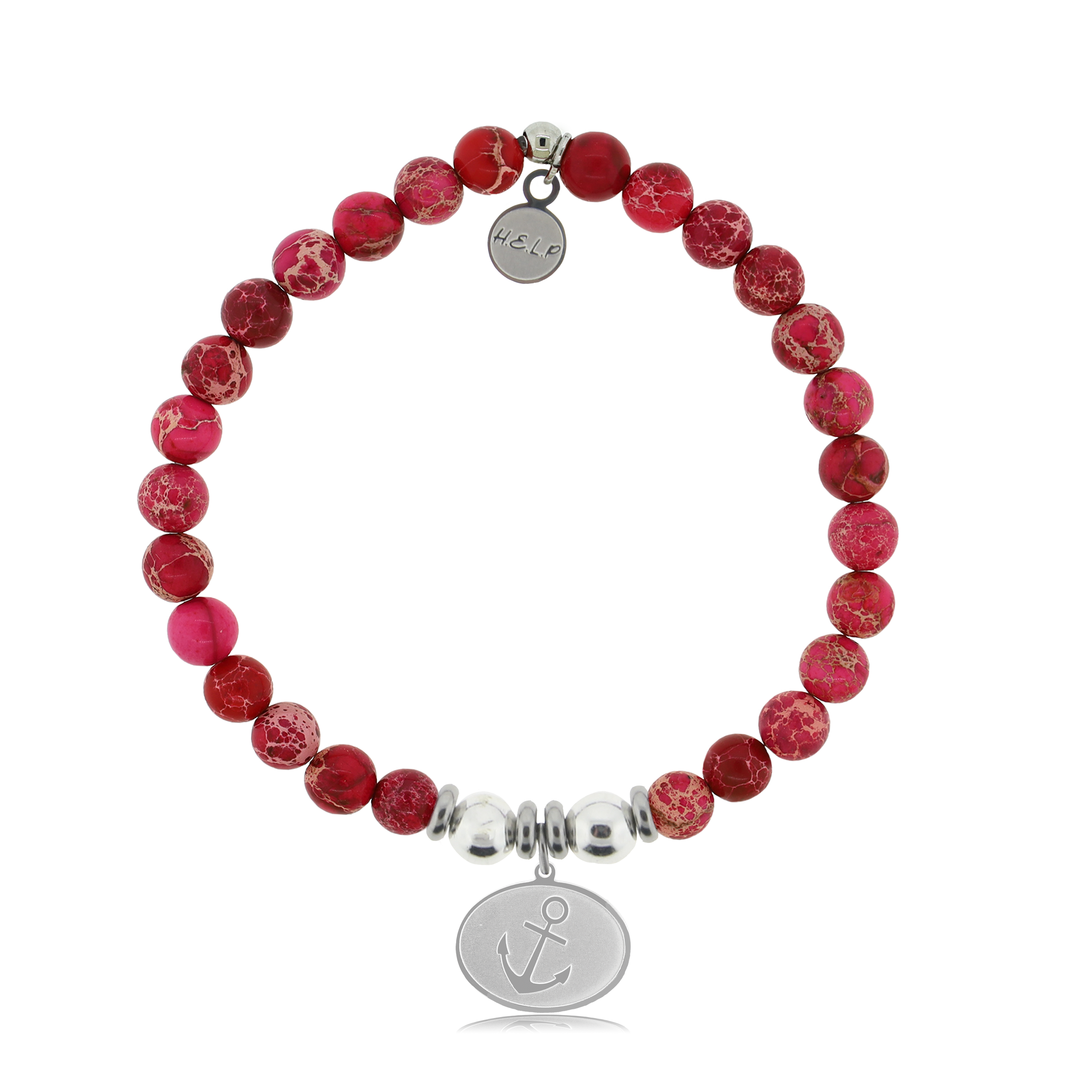 HELP by TJ Anchor Charm with Cranberry Jasper Charity Bracelet