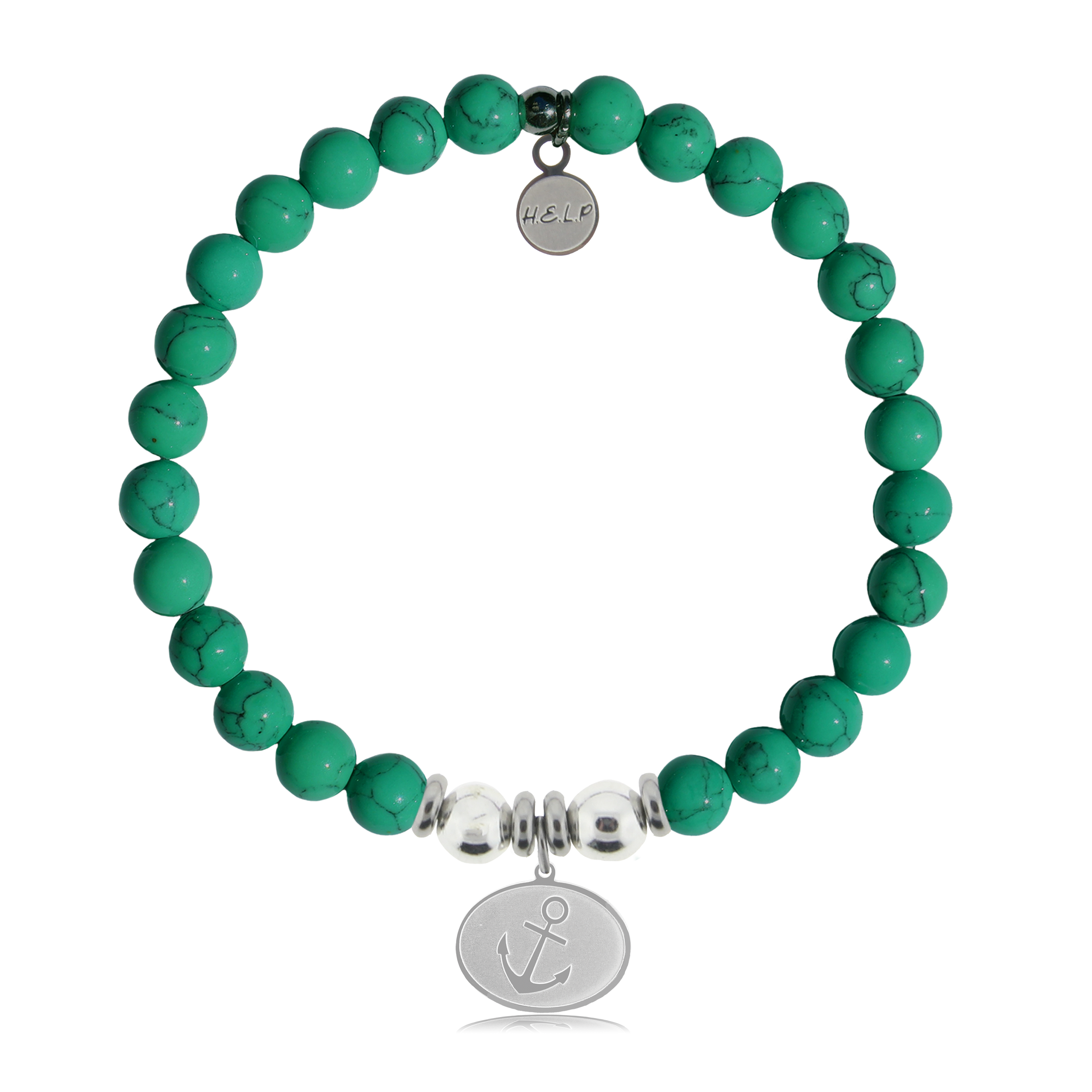 HELP by TJ Anchor Charm with Green Howlite Charity Bracelet