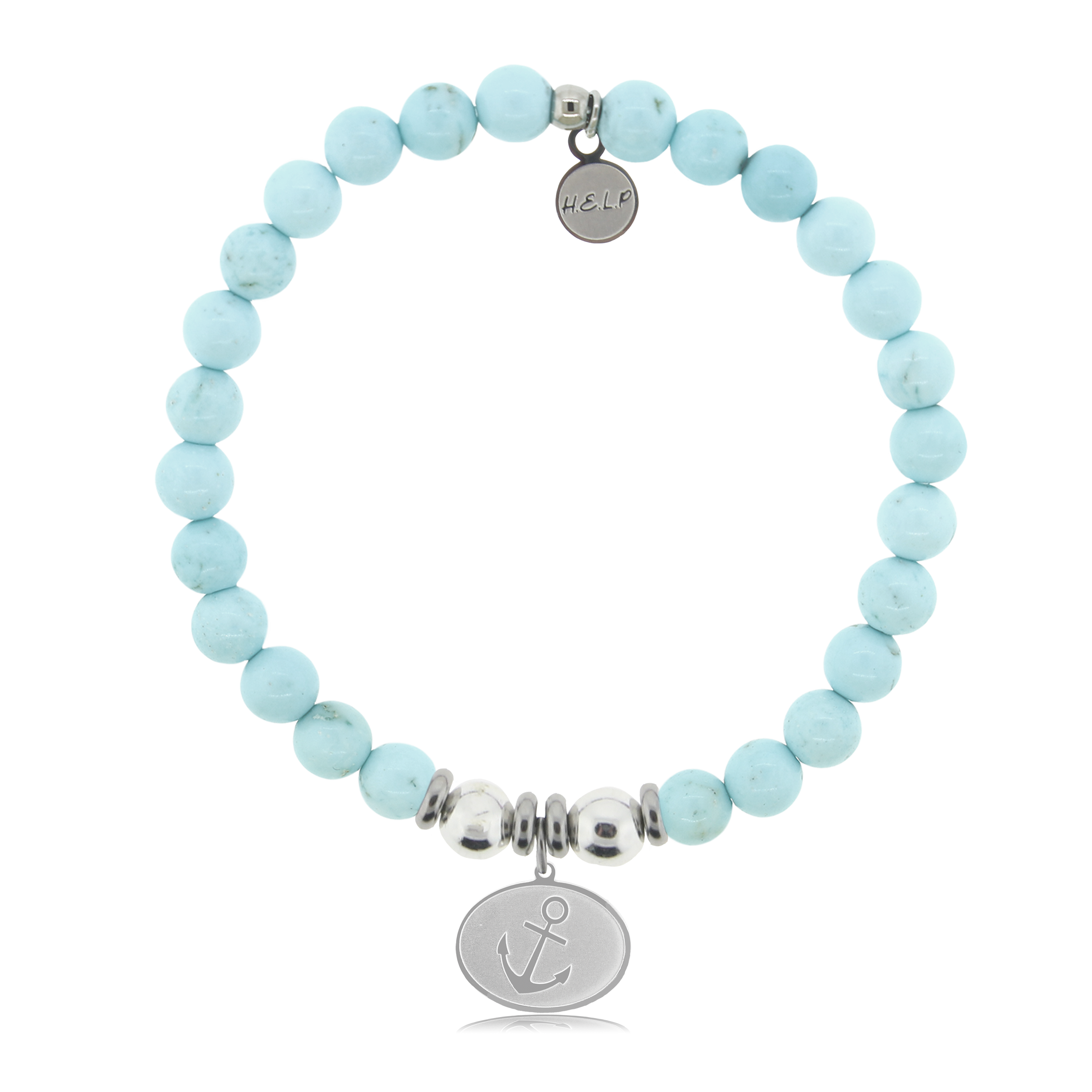 HELP by TJ Anchor Charm with Larimar Magnesite Charity Bracelet