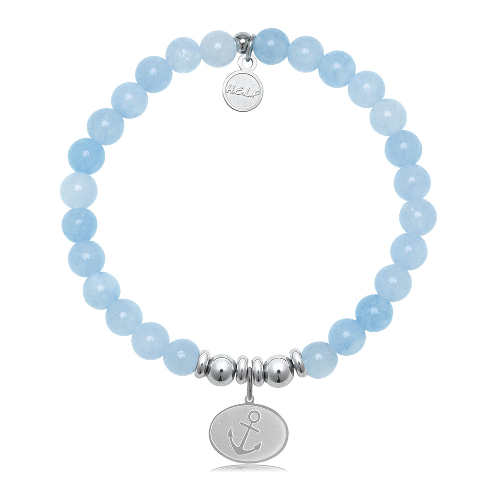 HELP by TJ Anchor Charm with Light Blue Quartz Charity Bracelet