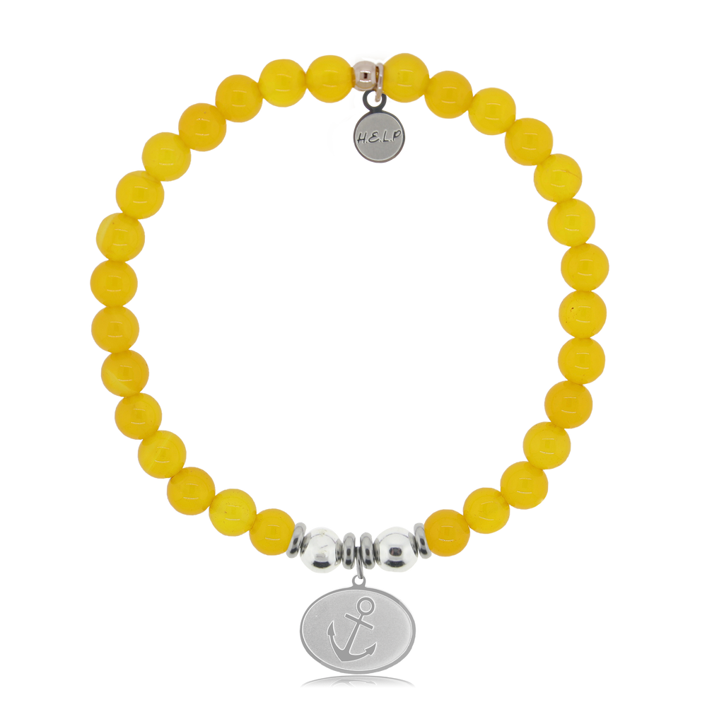 HELP by TJ Anchor Charm with Yellow Agate Charity Bracelet