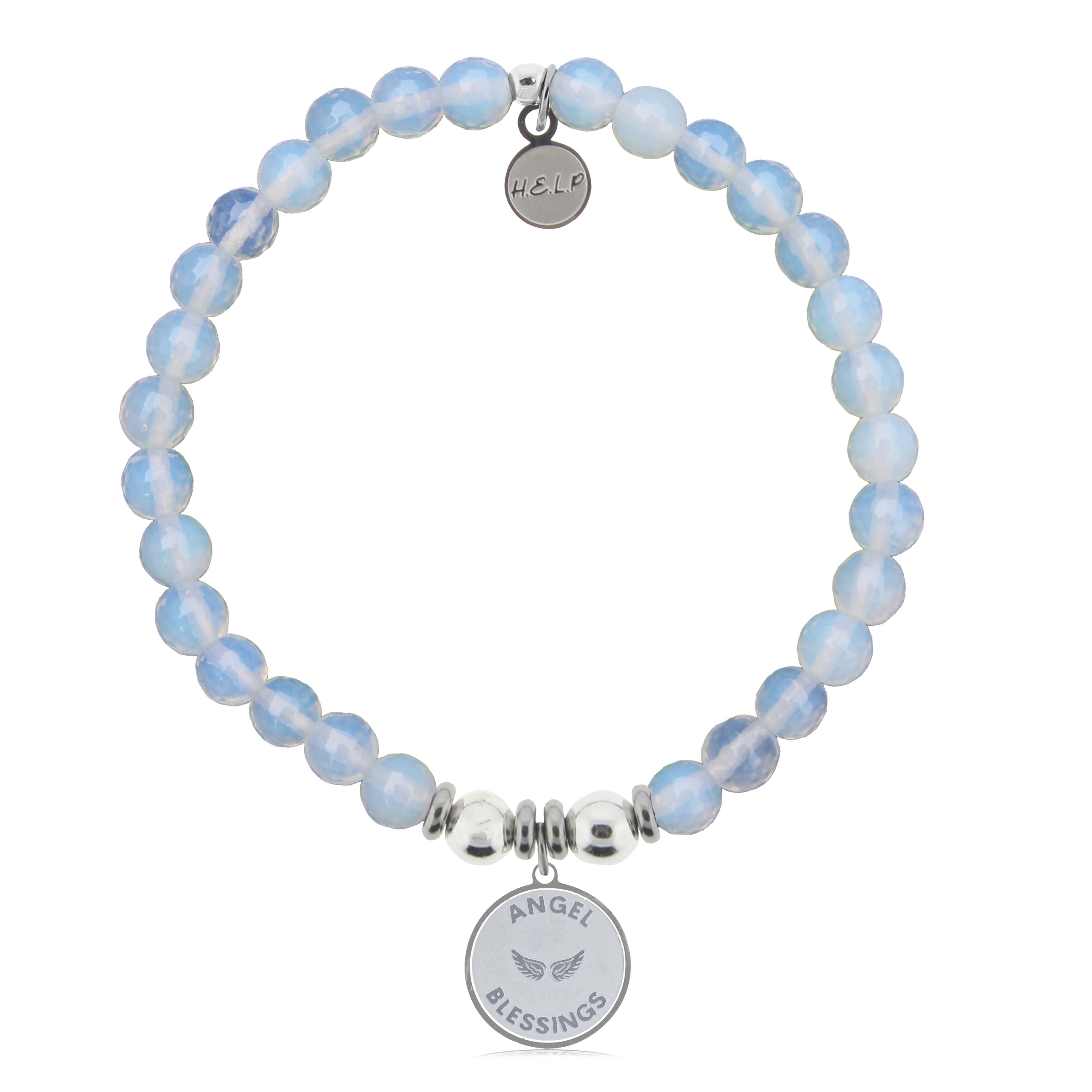 HELP by TJ Angel Blessing Charm with Opalite Charity Bracelet