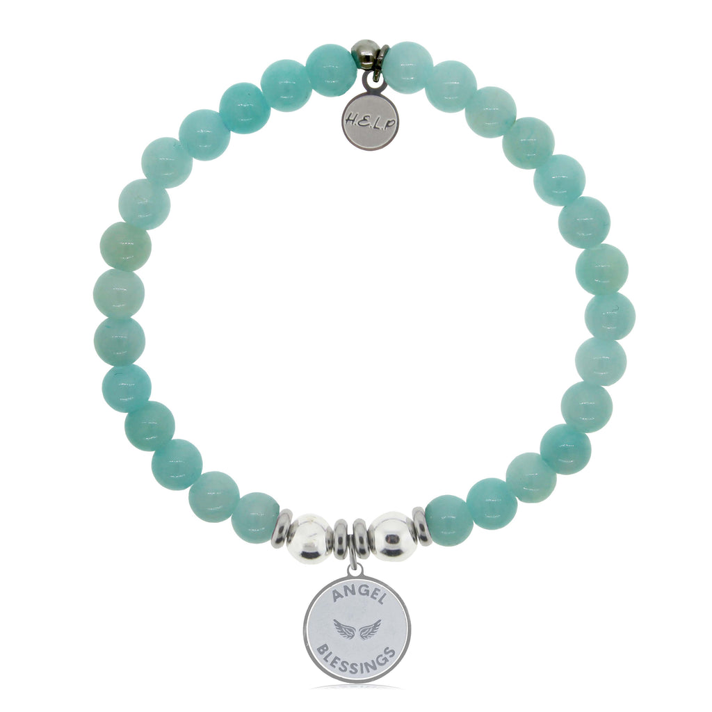 HELP by TJ Angel Blessings Charm with Baby Blue Quartz Charity Bracelet