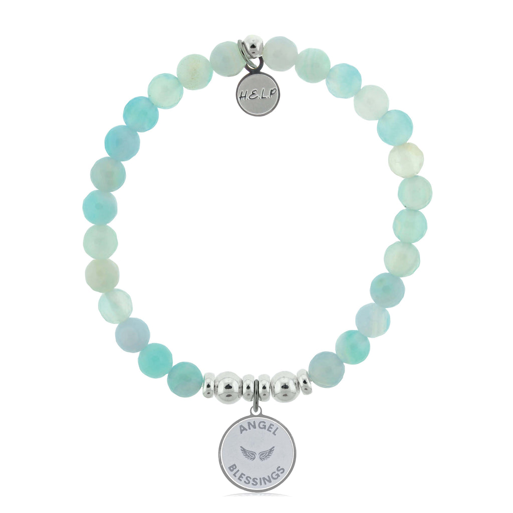 HELP by TJ Angel Blessings Charm with Light Blue Agate Charity Bracelet