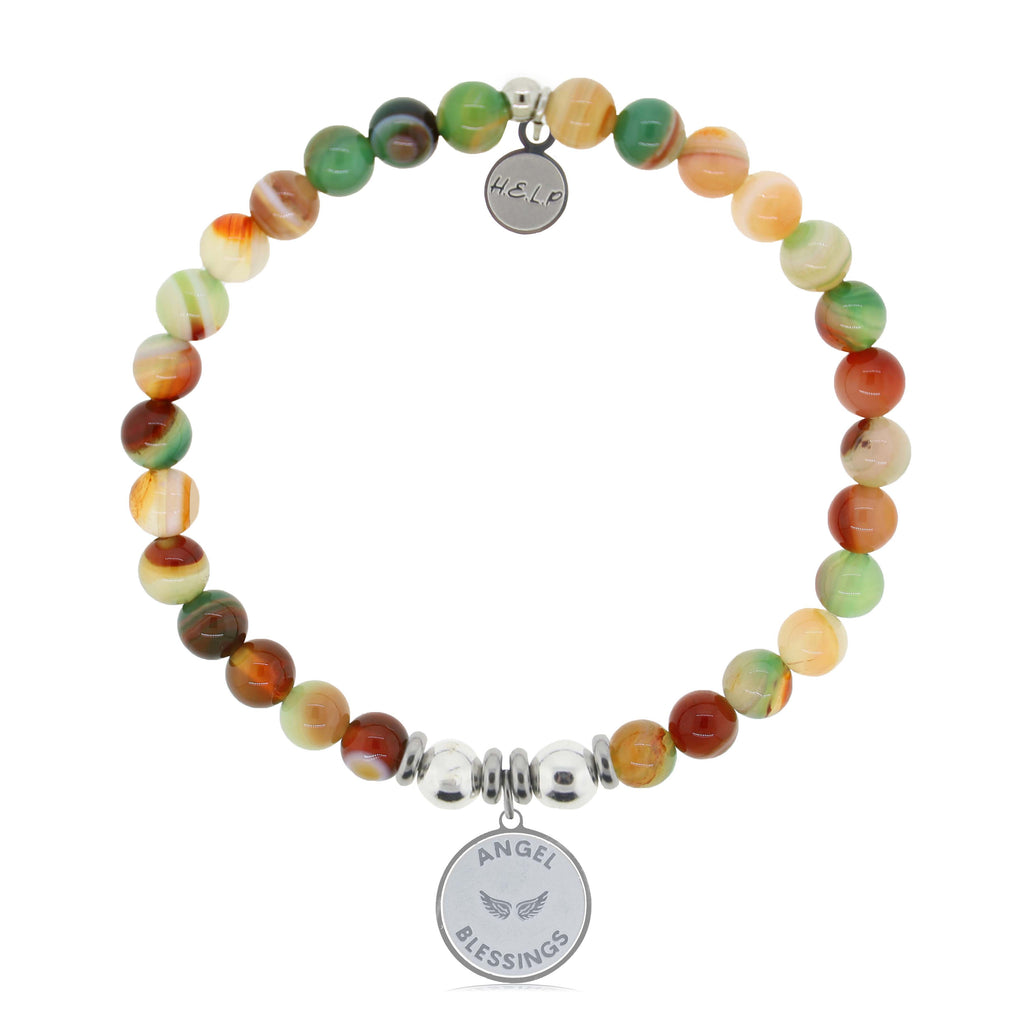 HELP by TJ Angel Blessings Charm with Multi Agate Charity Bracelet