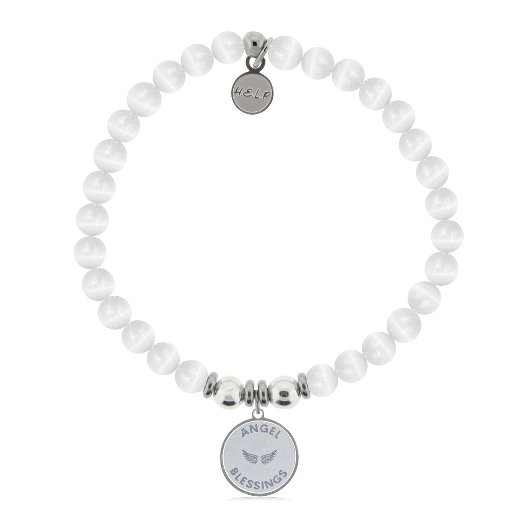 HELP by TJ Angel Blessings Charm with White Cats Eye Charity Bracelet