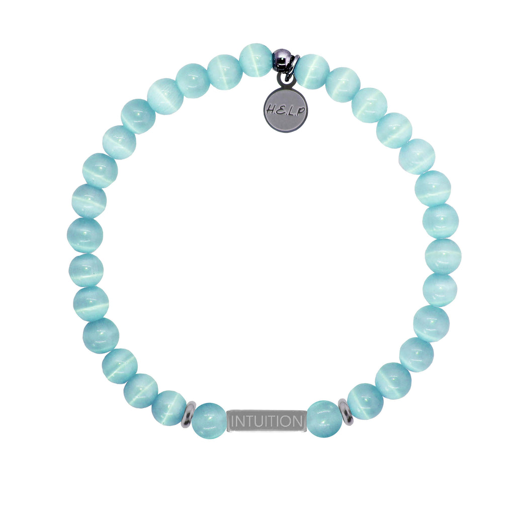 HELP by TJ Angel Number 111 Intuition Charm with Aqua Cats Eye Charity Bracelet