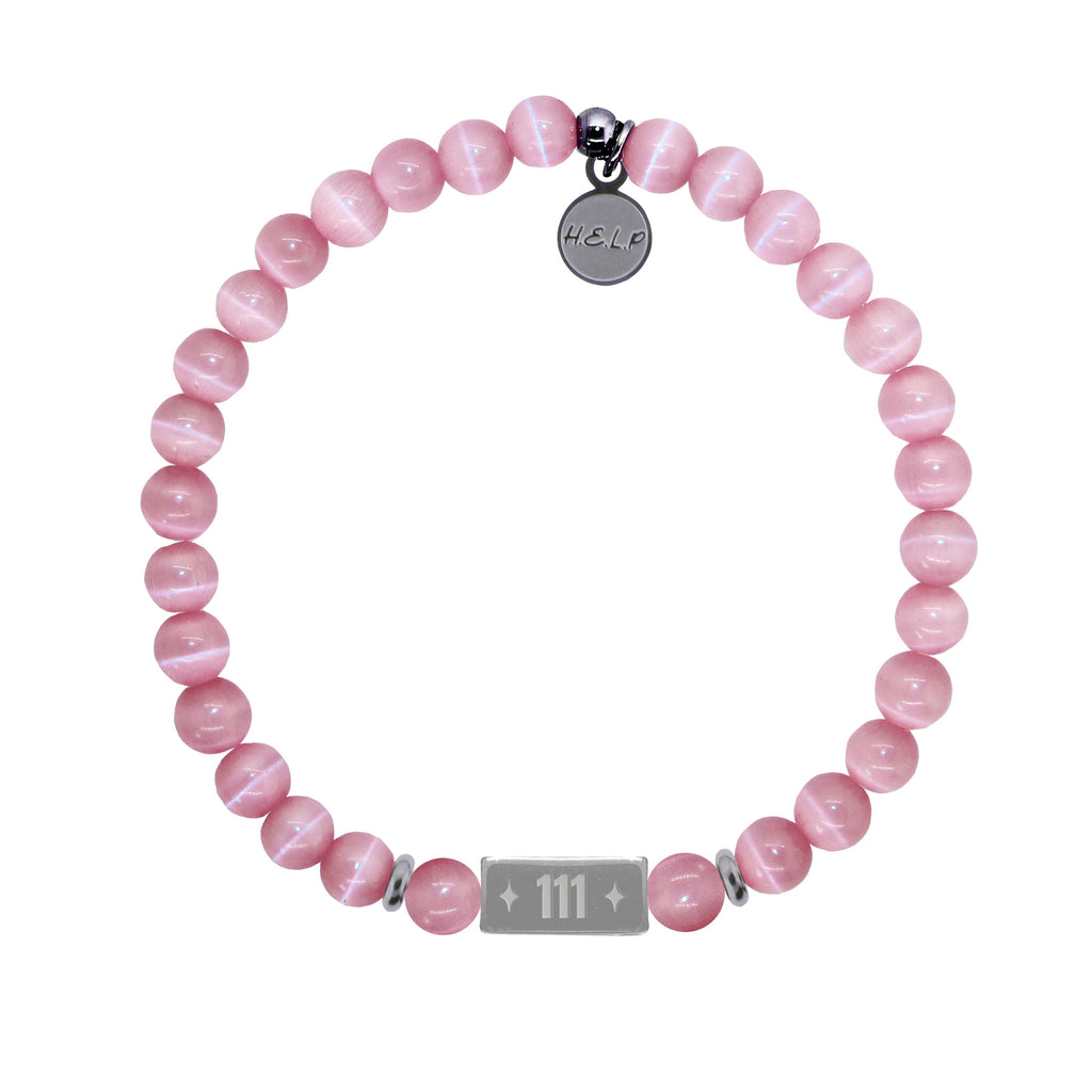 HELP by TJ Angel Number 111 Intuition Charm with Pink Cats Eye Charity Bracelet