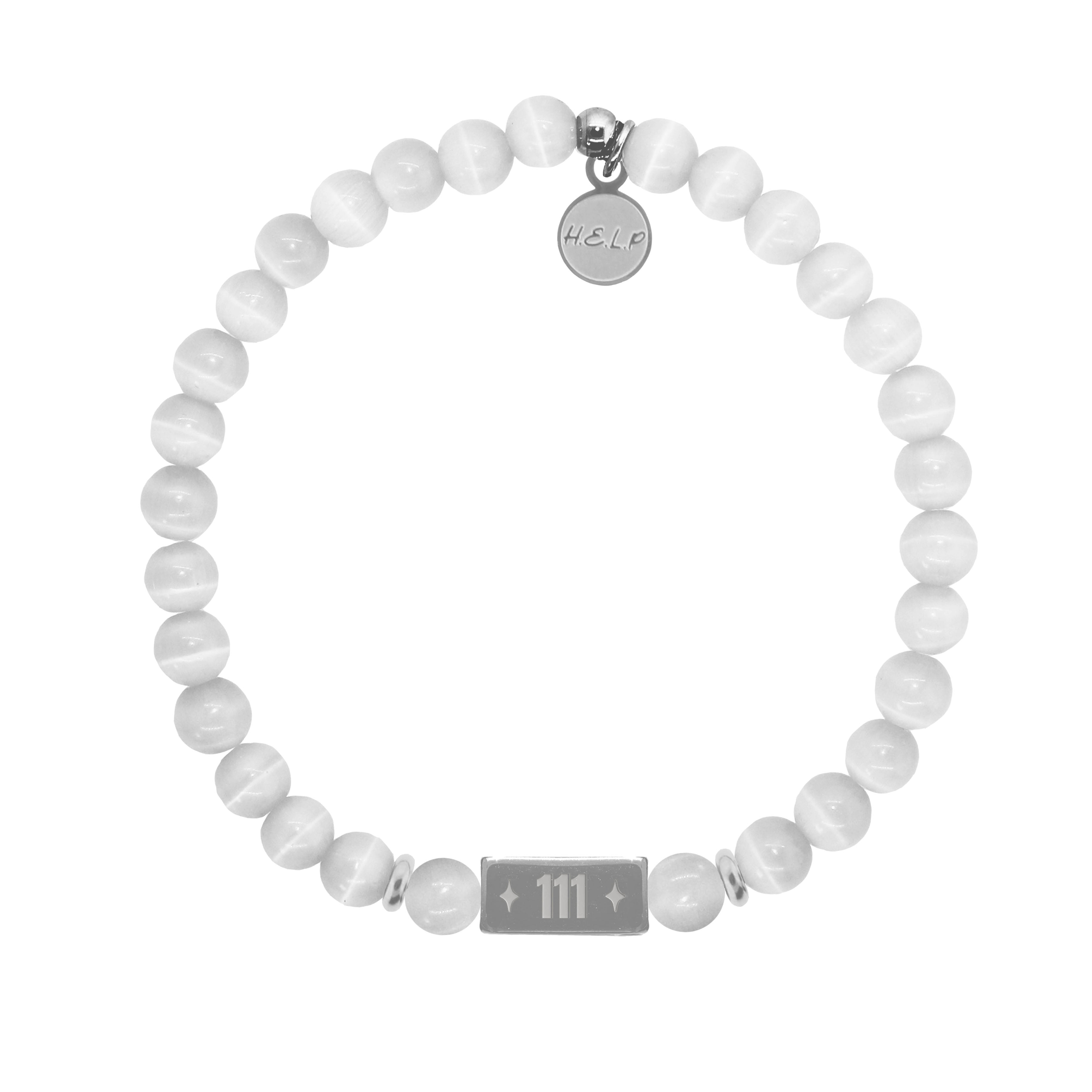 HELP by TJ Angel Number 111 Intuition Charm with White Cats Eye Charity Bracelet