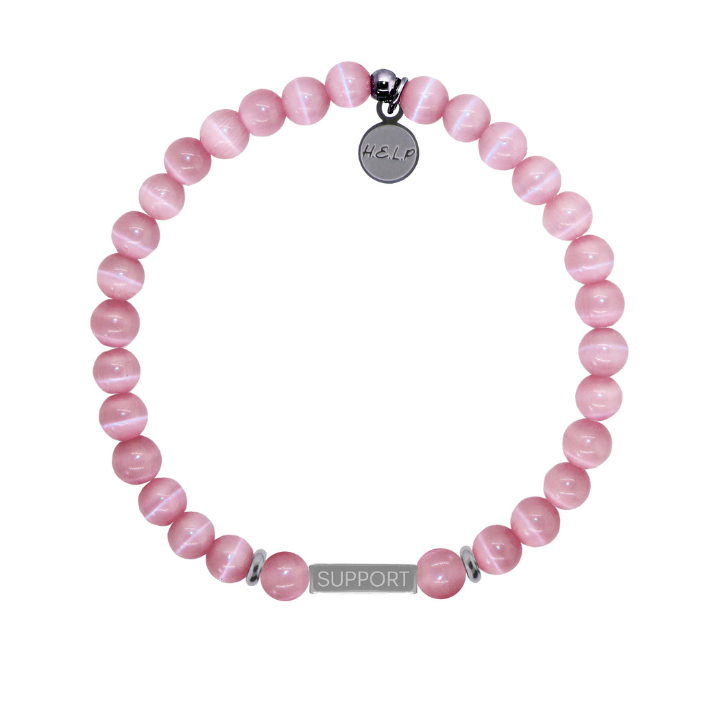 HELP by TJ Angel Number 333 Support Charm with Pink Cats Eye Charity Bracelet