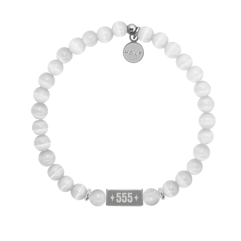 HELP by TJ Angel Number 555 Change Charm with White Cats Eye Charity Bracelet