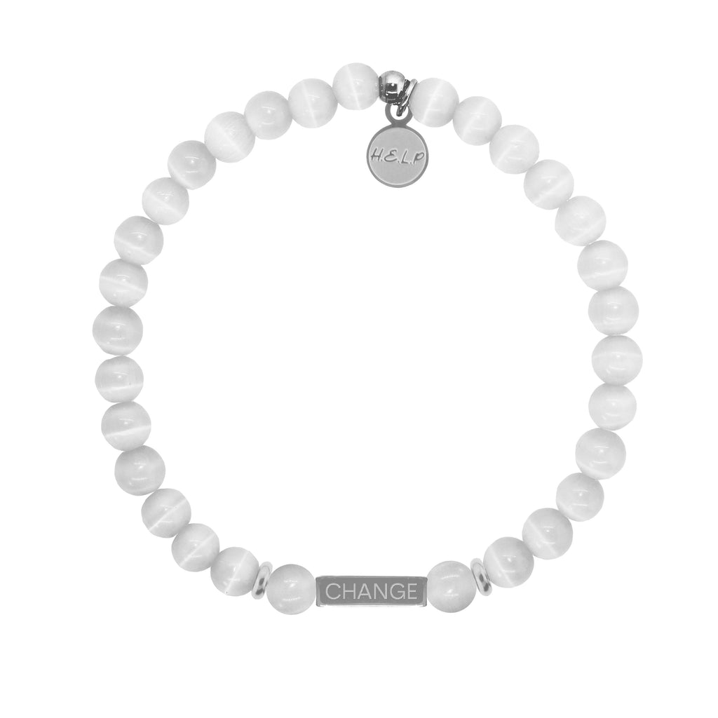 HELP by TJ Angel Number 555 Change Charm with White Cats Eye Charity Bracelet